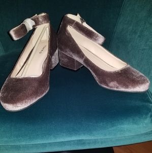 Velvet block heels